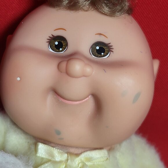 Cabbage Patch Kids Snugglies Baby Doll Yellow Plush Bear Brown Hair Xavier Rober - Picture 9 of 13